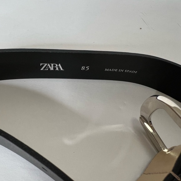 Zara Brown Taupe Beige Leather Belt Size 32 Womens Belt 100% Leather Cream New - Picture 8 of 14